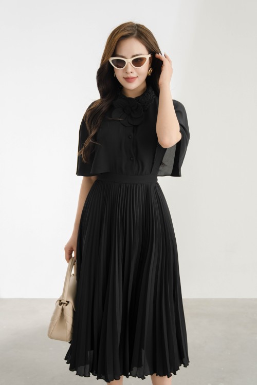 Sixdo Midi Chiffon Dress With Flower